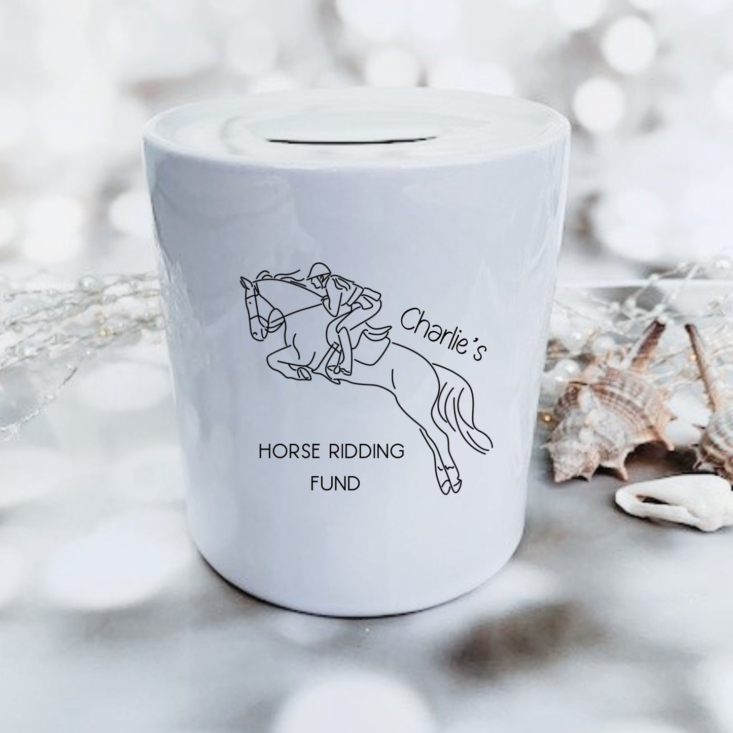 Personalised Horse Riding Fund Savings Money Jar