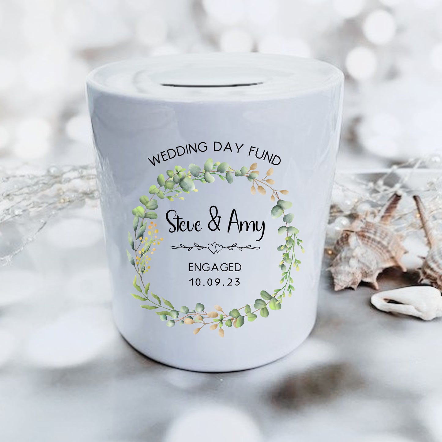 Personalised Wedding Fund Money Box, Savings Jar, Wedding Day Savings