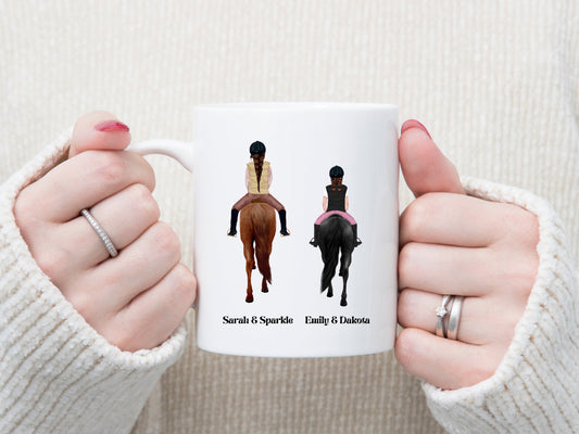 Horse Riding Mug, Personalised Mother and Daughter Horse Mug, Horse Gift.