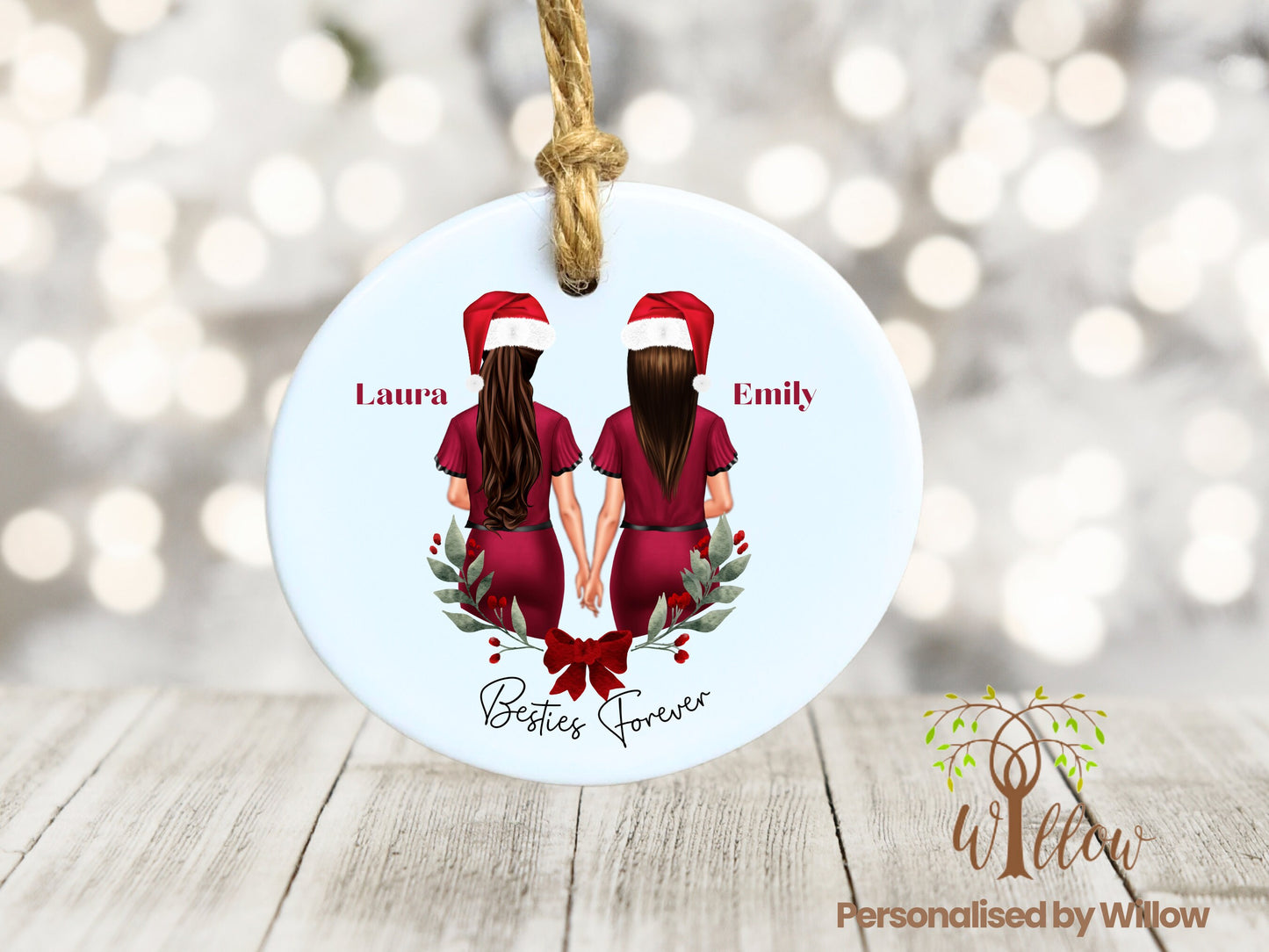 Personalised Bestie Hanging Christmas Ornament