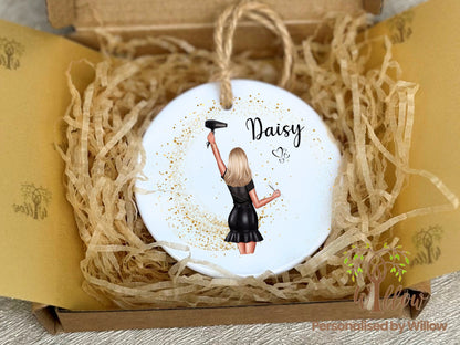 Hair Stylist Gift, Personalised Hairdresser Ceramic Ornament