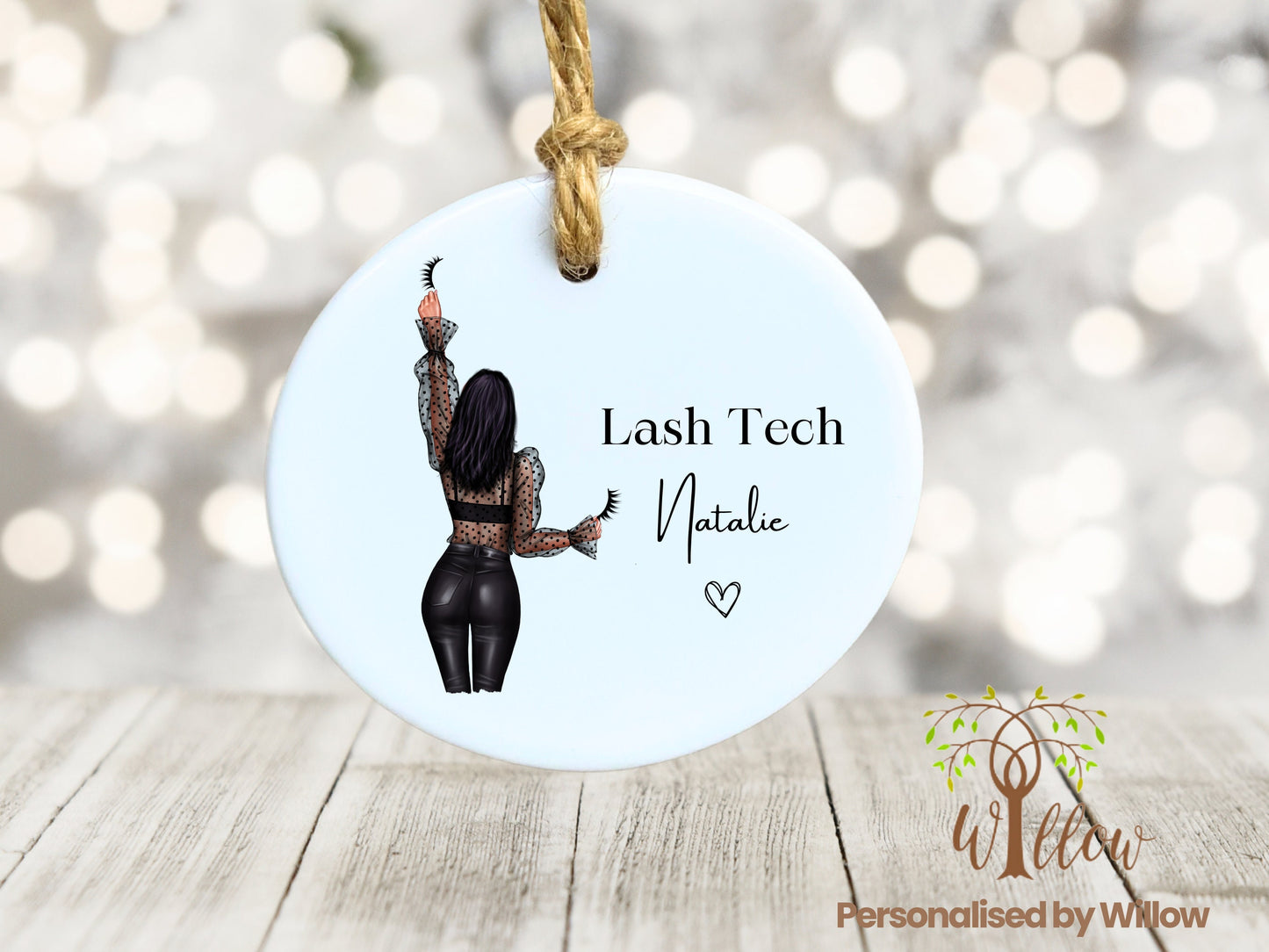 Lash Technician Gift, Personalised Lash Tech Hanging Plaque, Lash Tech Ceramic Ornament