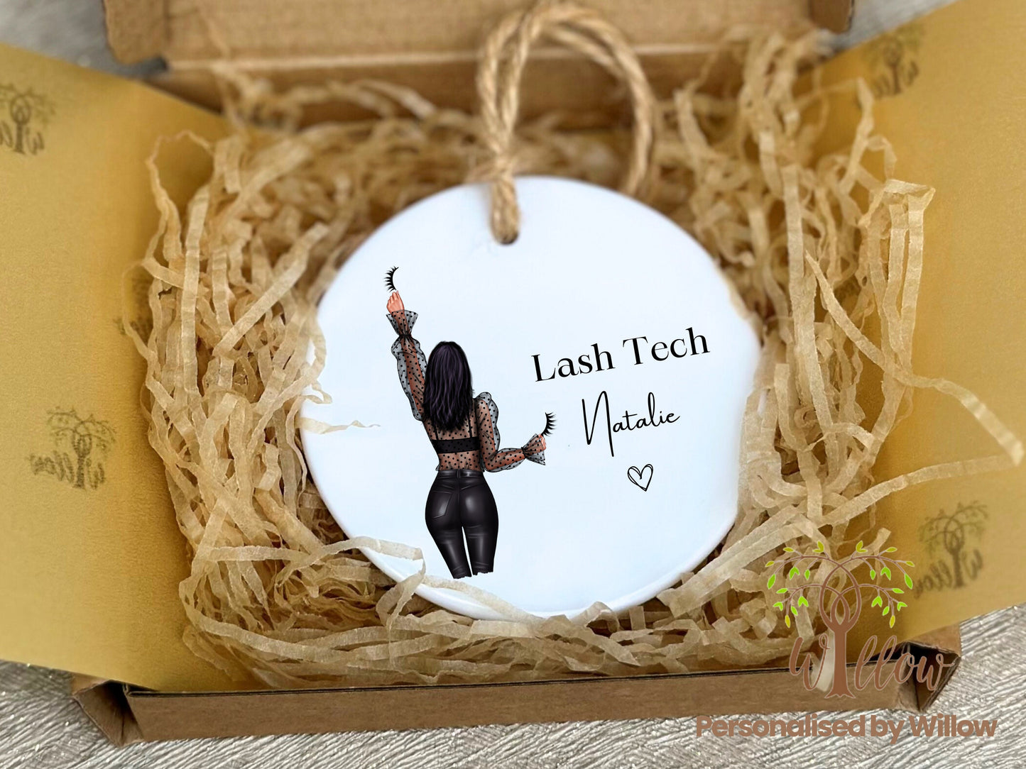 Lash Technician Gift, Personalised Lash Tech Hanging Plaque, Lash Tech Ceramic Ornament