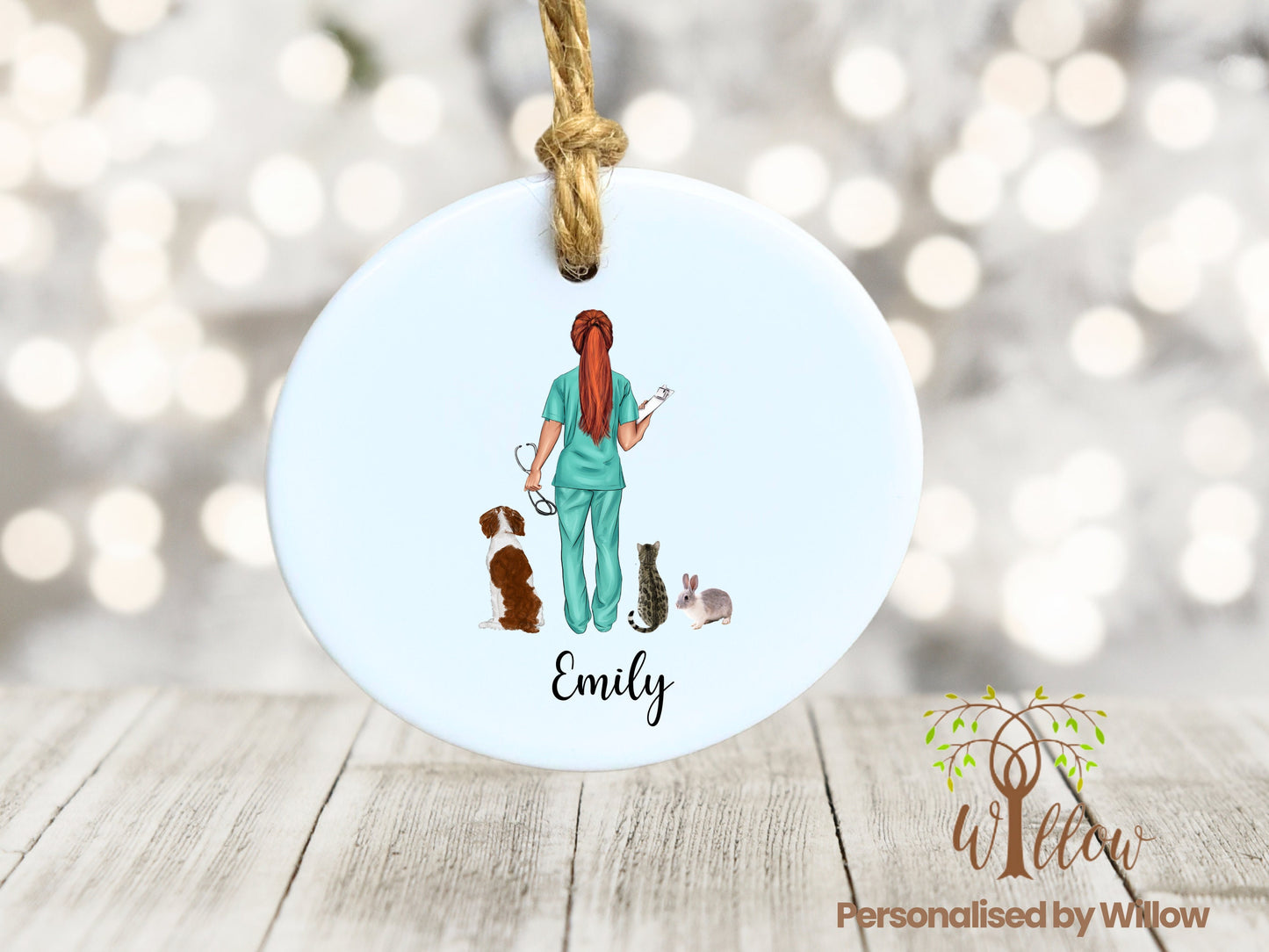 Vet Nurse Gift, Personalised Vet Nurse Hanging, Ceramic Ornament.