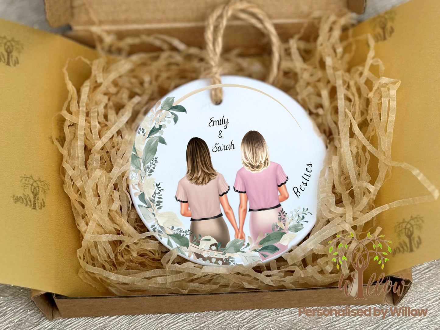 Bestie Ceramic Ornament, Personalised Bestie Birthday Decoration