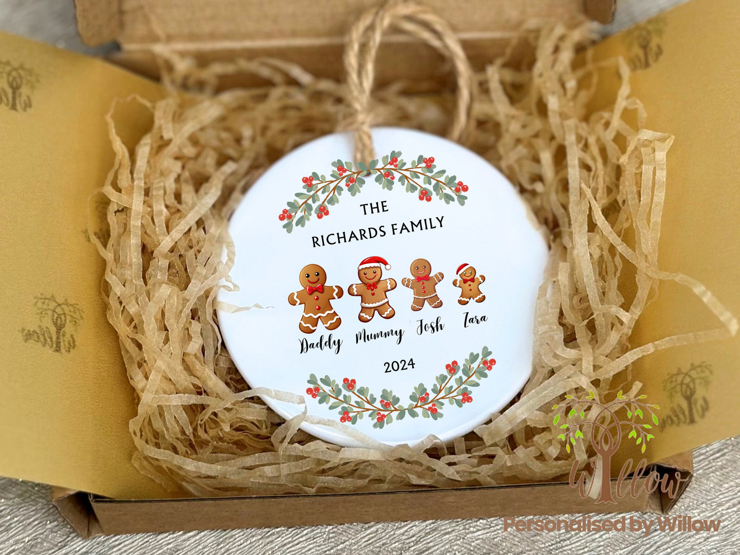 Personalised Gingerbread Man Family Christmas Ornament