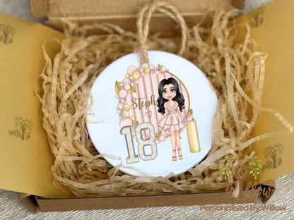 Personalised 18th Birthday Gift, 18th Birthday, Milestone Birthday, Bestie Birthday, Daughter Gift, Friend Gift, Ceramic Ornament