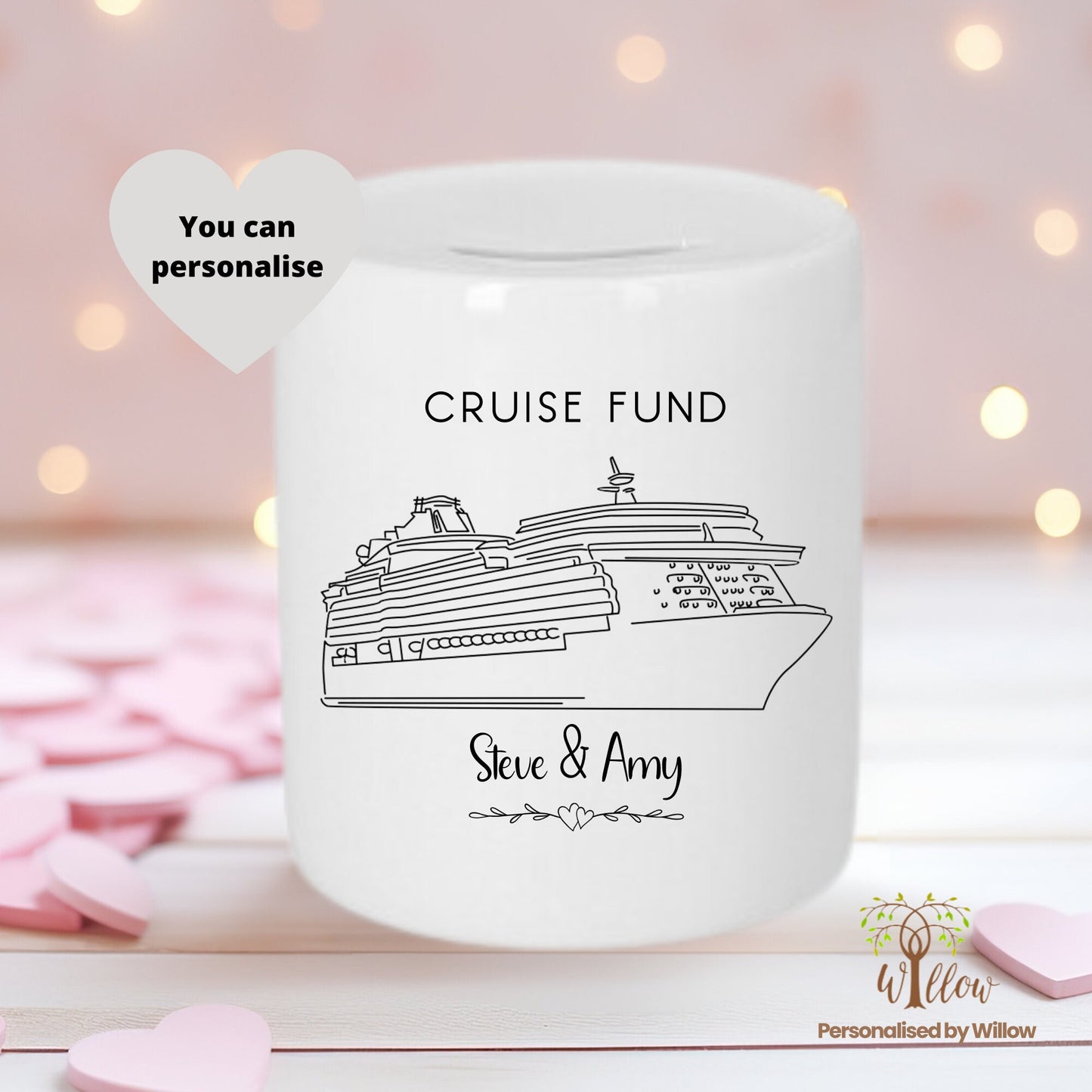 Personalised Cruise Ship Fund Piggy Bank Money Box