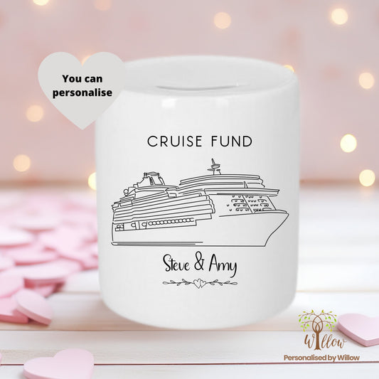 Personalised Cruise Ship Fund Piggy Bank Money Box