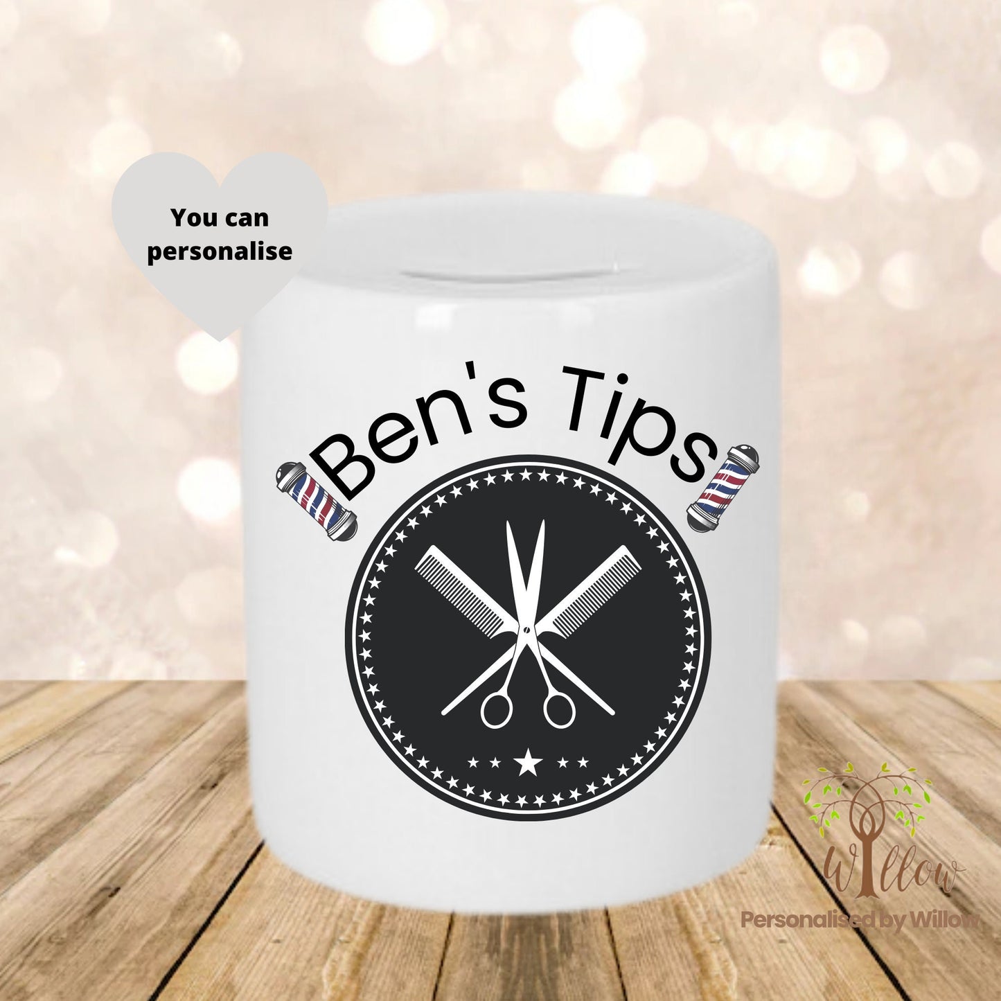 Personalised Barbers Tip Jar