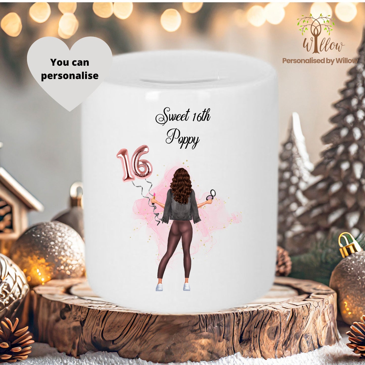 Personalised Sweet 16th Birthday Money Box, Tip Jar