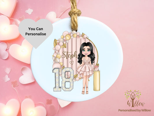 Personalised 18th Birthday Gift, 18th Birthday, Milestone Birthday, Bestie Birthday, Daughter Gift, Friend Gift, Ceramic Ornament