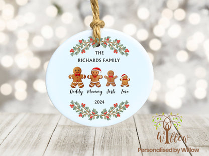 Personalised Gingerbread Man Family Christmas Ornament