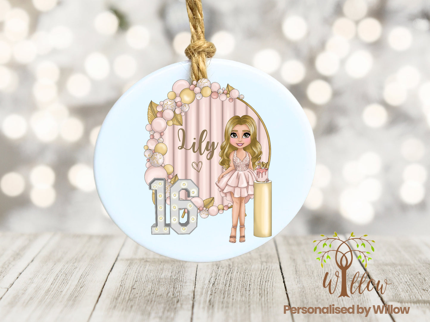 Personalised 16th Birthday Gift, Sweet Sixteen Birthday, Milestone Birthday, Bestie Birthday, Daughter Gift, Friend Gift, Ceramic Ornament