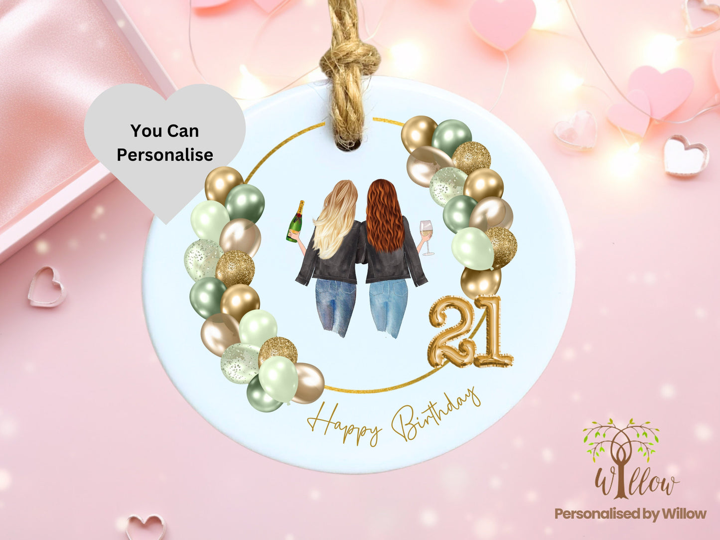 Personalised 21st Birthday Gift, Twenty One Birthday, Milestone Birthday, Bestie Birthday Celebration, Friend Gift, Unique Birthday Hanging