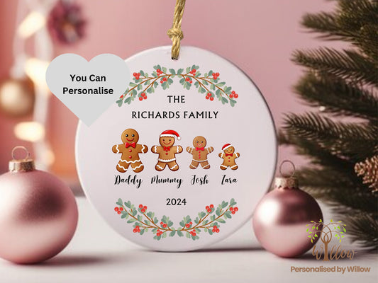 Personalised Gingerbread Man Family Christmas Ornament