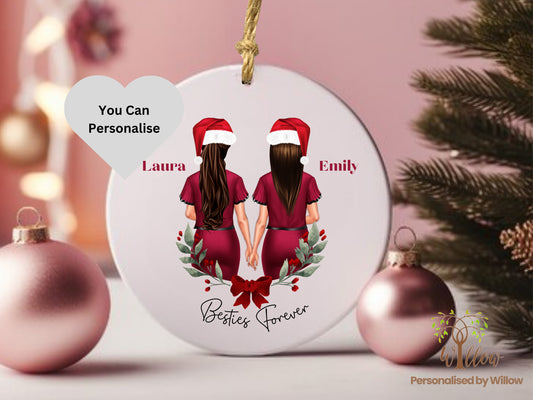 Personalised Bestie Hanging Christmas Ornament