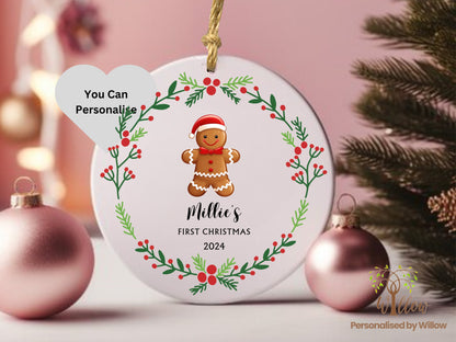 Personalised First Christmas Ceramic Hanging Decoration