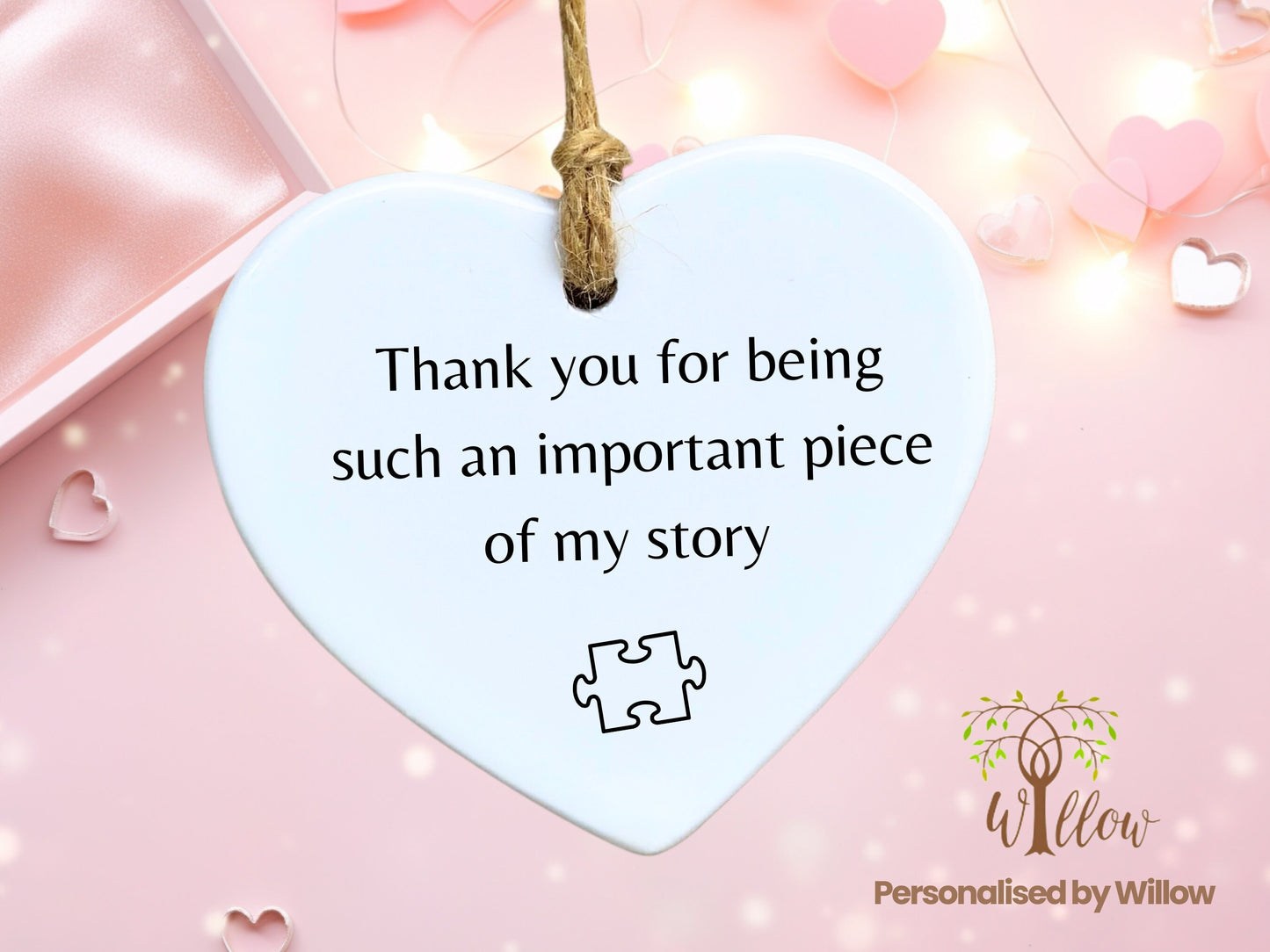 Thank You for Being Such An Important Piece Of My Story, Thank You Leaving Gift, Teacher, Leaving Gift, Nurse Gift, Ceramic Heart Ornament,