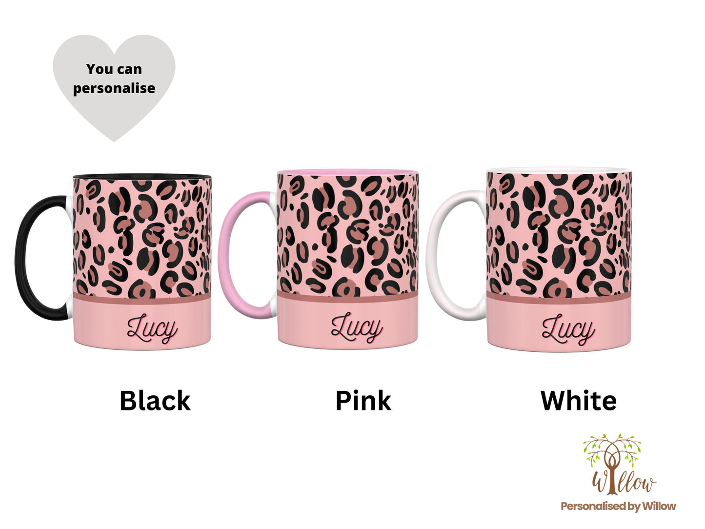 Personalised Leopard Print Design Mug