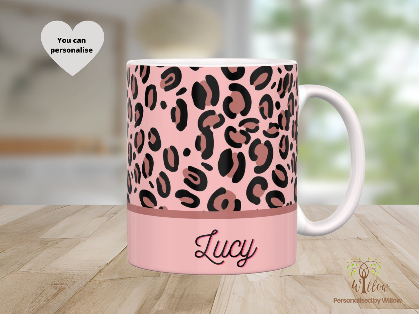 Personalised Leopard Print Design Mug