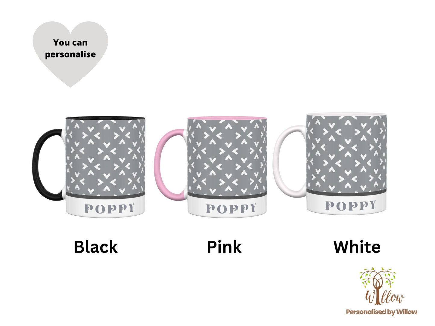 Personalised Name Mug With Optional Matching Slate Coaster