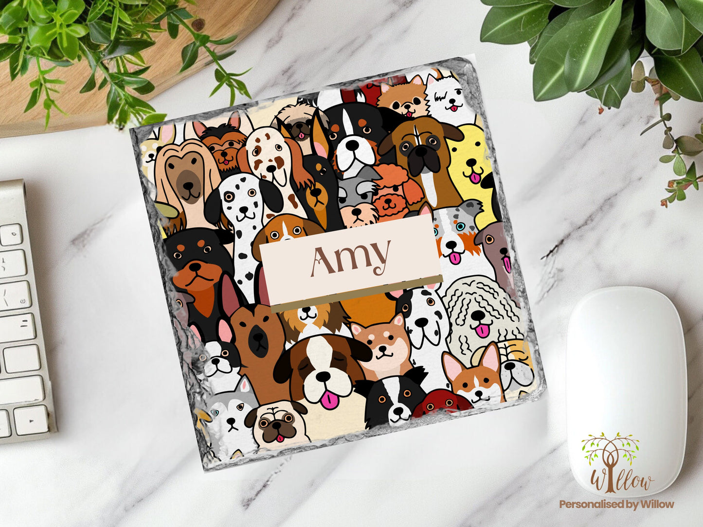 Personalised Dog Mug With Optional Matching Slate Coaster, Gift For Dog Lover