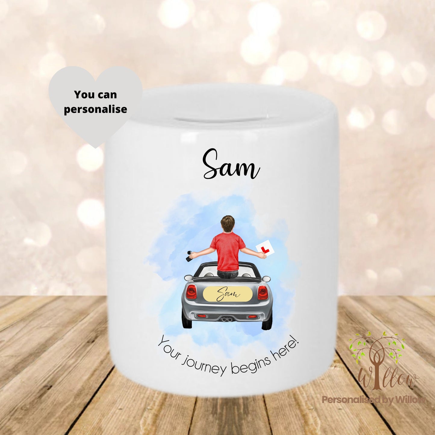 Personalised Car Fund Money Box, New Car Savings Jar.