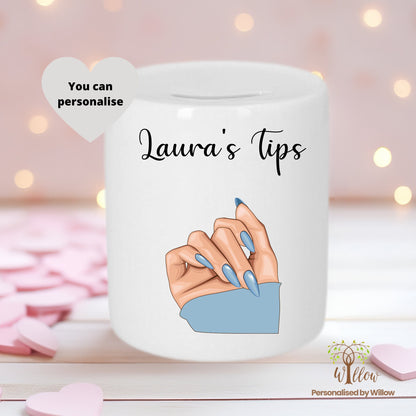 Personalised Nail Technician Salon Tip Jar