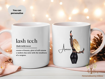 Personalised Lash Technician Mug, Lash Tech Mug, Personalised Mug, Lash Artist, Salon Coffee Mug, Lash Tech New Job Mug, Salon Co-worker