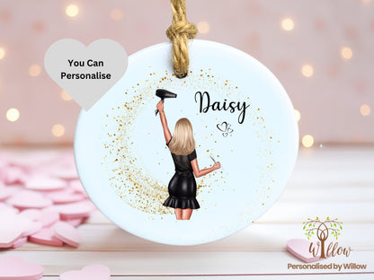 Hair Stylist Gift, Personalised Hairdresser Ceramic Ornament