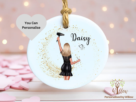 Hair Stylist Gift, Personalised Hairdresser Ceramic Ornament