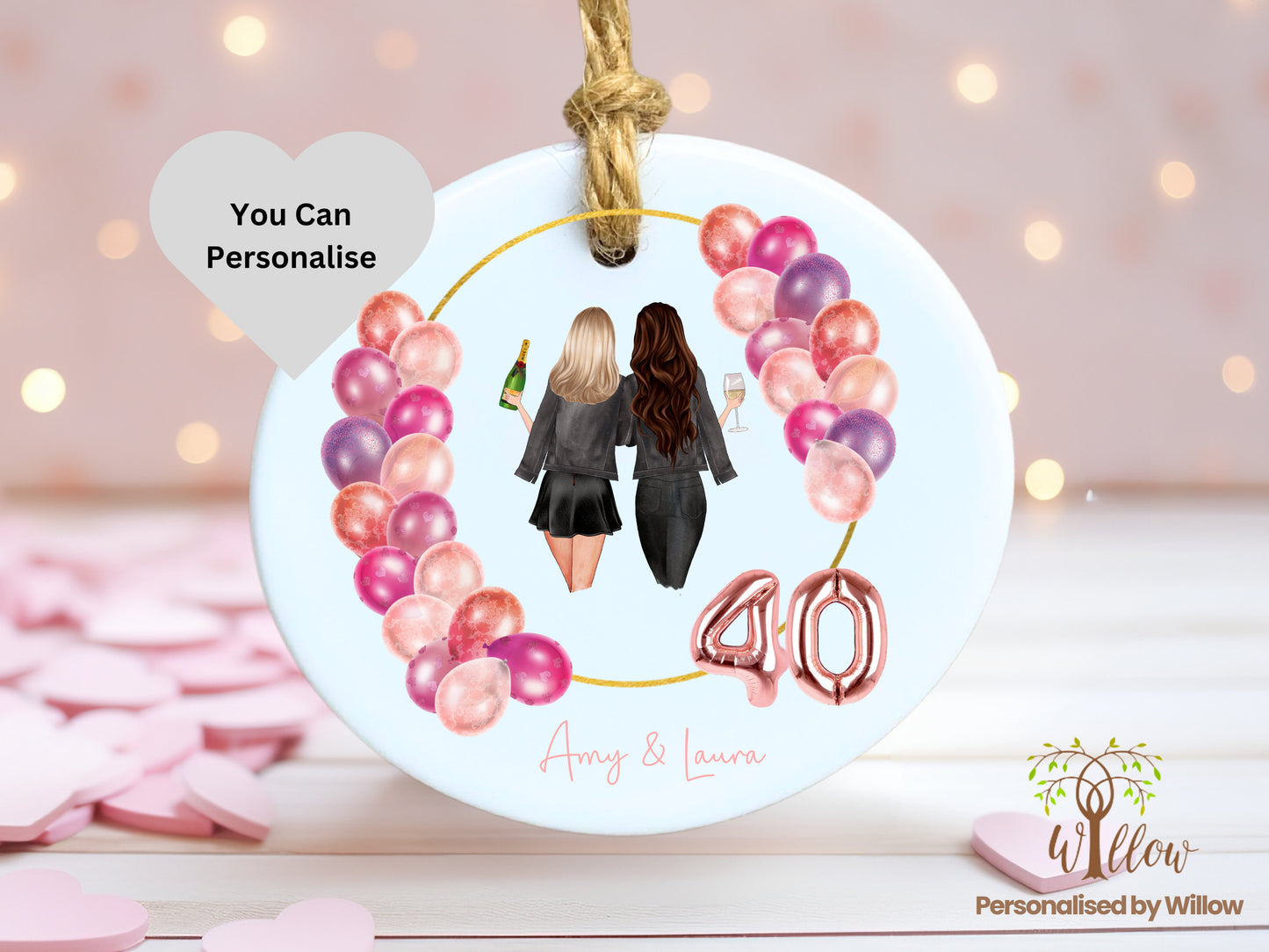 Personalised 30th, 40th, 21st, 18th, 16th Birthday Gift, Birthday, Milestone Birthday, Bestie Birthday Celebration, Ornament Hanging