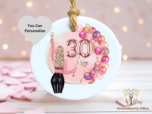 Personalised 30th Birthday Gift, Daughter 30th Birthday Gift, Bestie Birthday Celebration, Friend Gift, 30th Birthday Ornament Hanging Gift