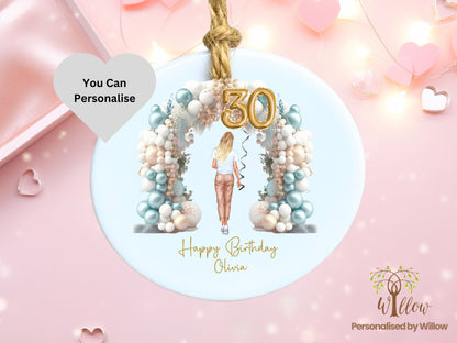 Personalised 30th Birthday Gift, Daughter 30th Birthday Gift, Bestie Birthday Celebration, Friend Gift,  Sister Unique Birthday Hanging