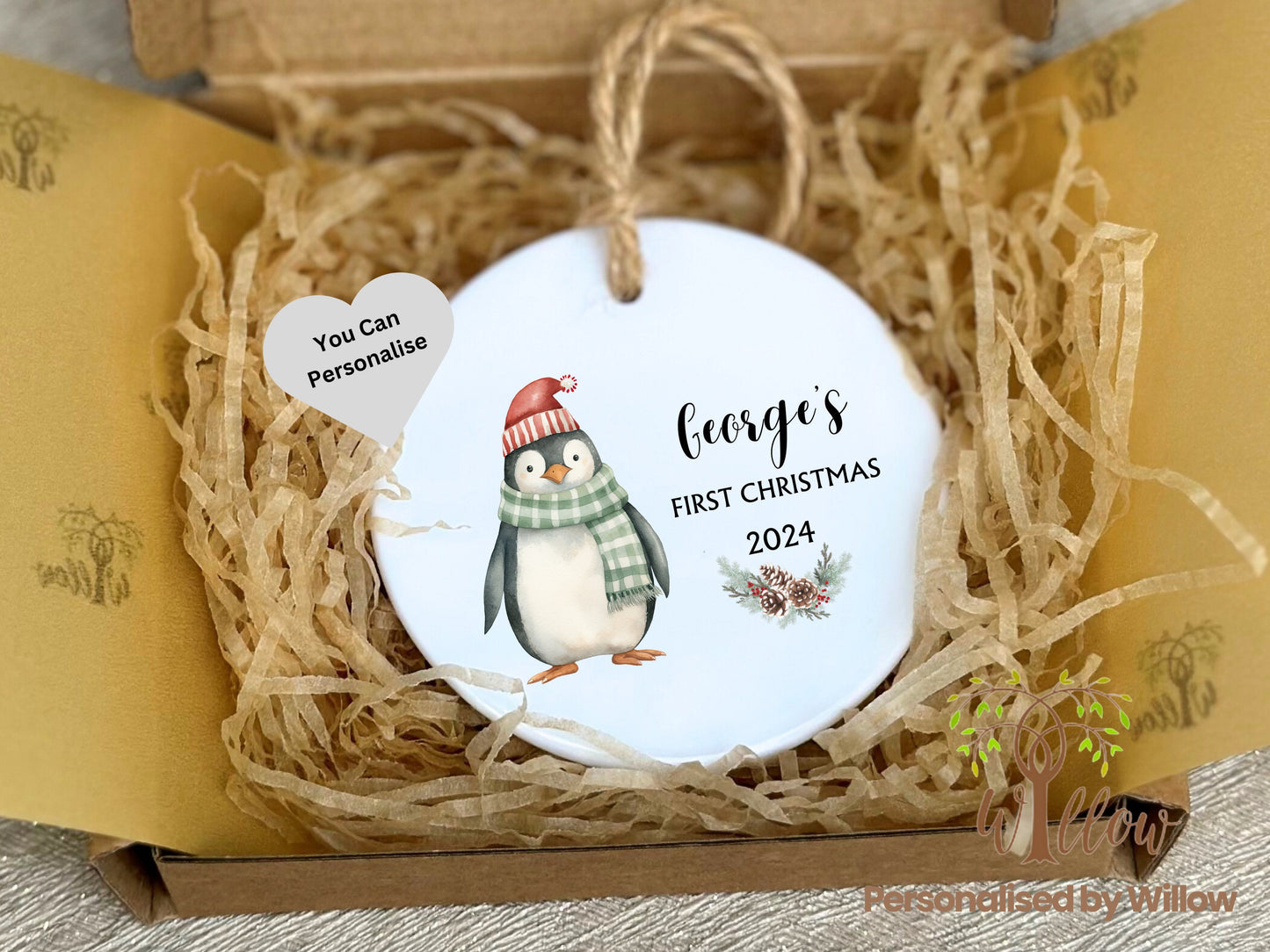 Personalised Baby's First Christmas Ceramic Hanging Decoration