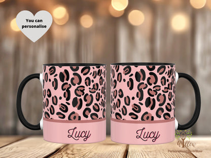 Personalised Leopard Print Design Mug