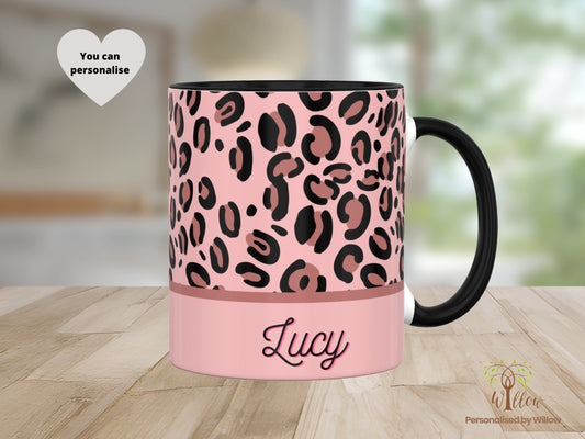 Personalised Leopard Print Design Mug