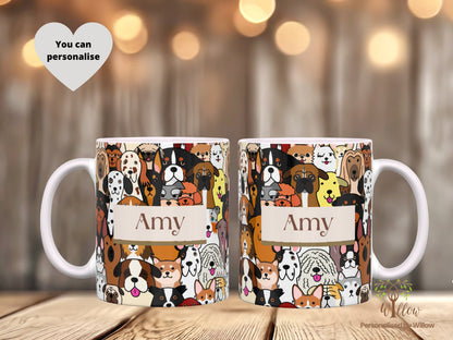 Personalised Dog Mug With Optional Matching Slate Coaster, Gift For Dog Lover