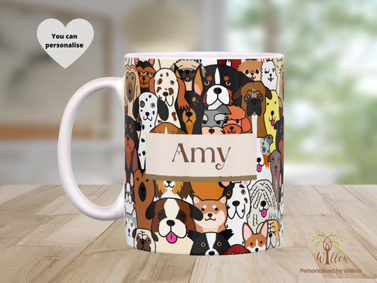 Personalised Dog Mug With Optional Matching Slate Coaster, Gift For Dog Lover