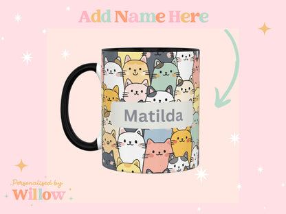 Personalised Cat Design Mug, With Matching Slate Coaster Option