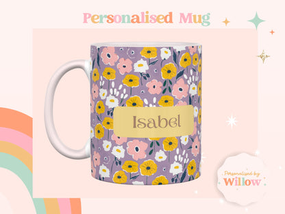 Personalised Flower Design Mug