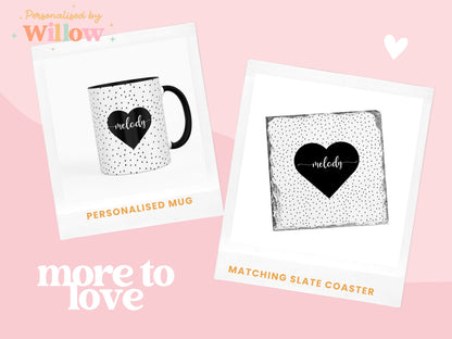 Personalised Spotty Mug With Optional Matching Slate Coaster Option