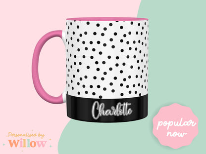 Personalised Spotty Mug With Optional Matching Slate Coaster