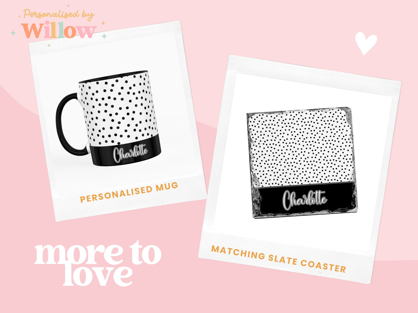 Personalised Spotty Mug With Optional Matching Slate Coaster