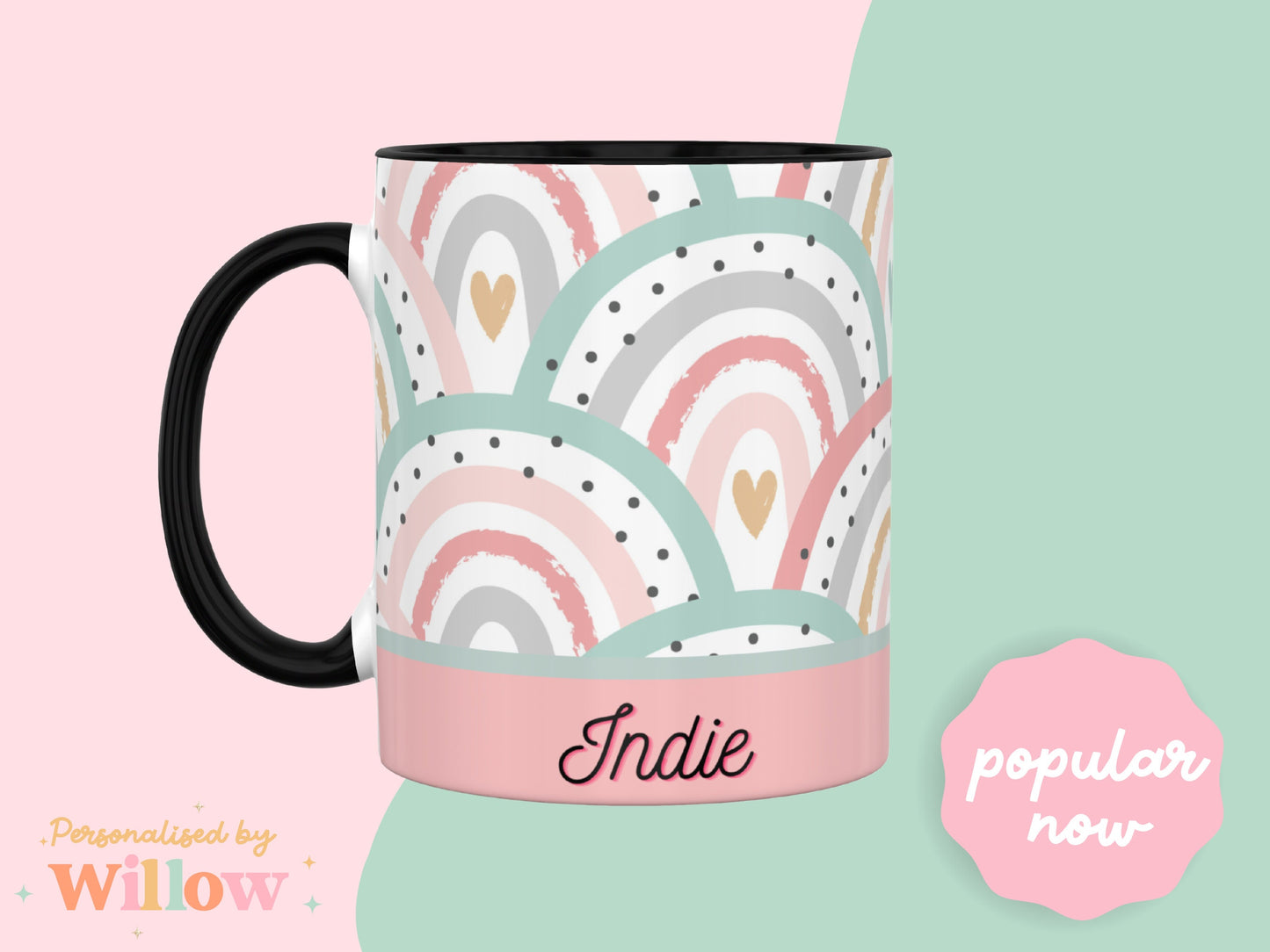Personalised Rainbow Mug With Optional Matching Slate Coaster