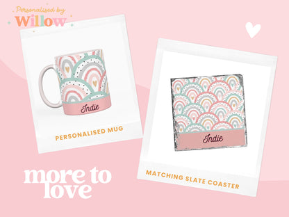 Personalised Rainbow Mug With Optional Matching Slate Coaster