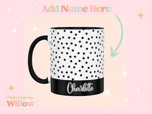 Personalised Spotty Mug With Optional Matching Slate Coaster