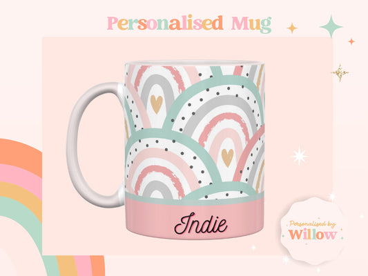 Personalised Rainbow Mug With Optional Matching Slate Coaster