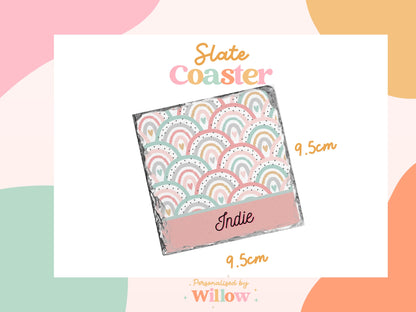 Personalised Rainbow Mug With Optional Matching Slate Coaster